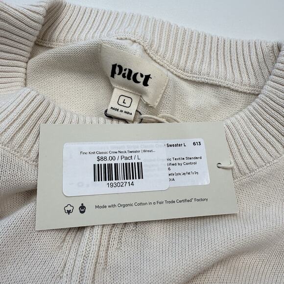 Pact Fine Knit Classic Organic Cotton Sweater Womens Size L Multicolor Striped - Picture 3 of 6